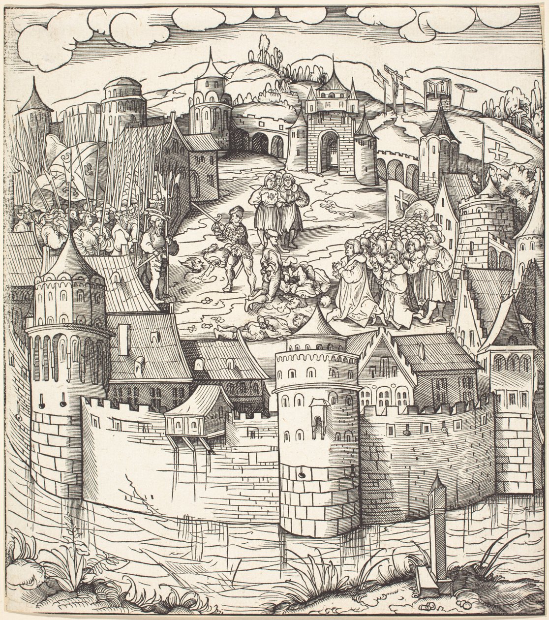 Hinrichtung eines Mannes auf einem Marktplatz einer Stadt von Leonhard Beck