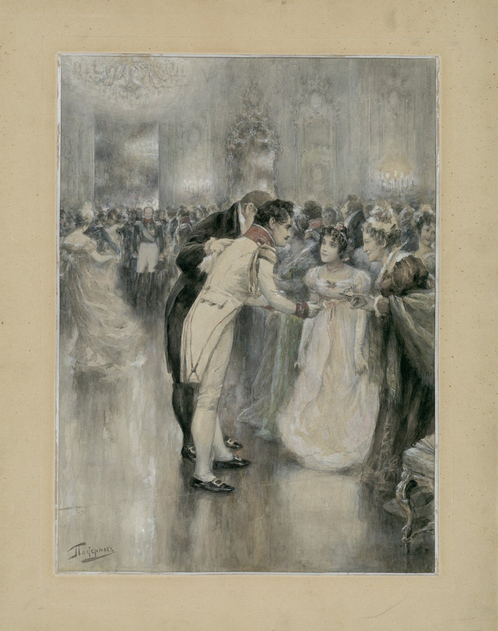 Natascha auf ihrem ersten Ball. Illustration für den Roman Krieg und Frieden von Leo Tolstoi von Leonid Osipovich Pasternak
