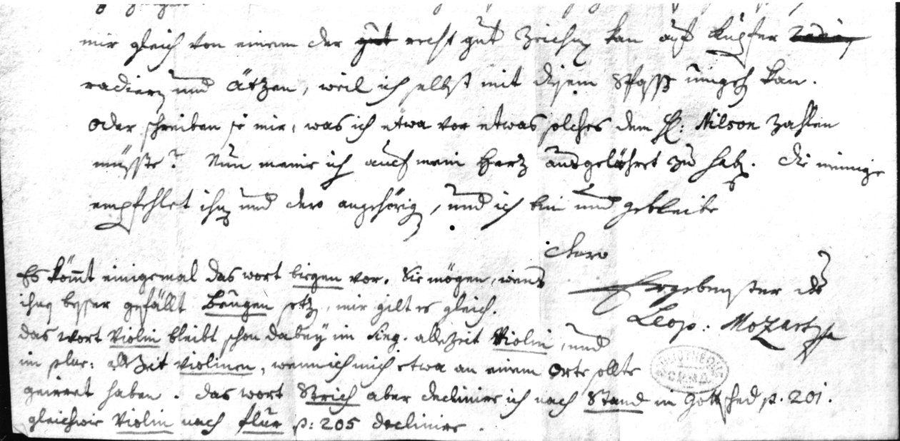 Brief von Leopold Mozart (1719-87), 7. Juli 1755 von Leopold Mozart