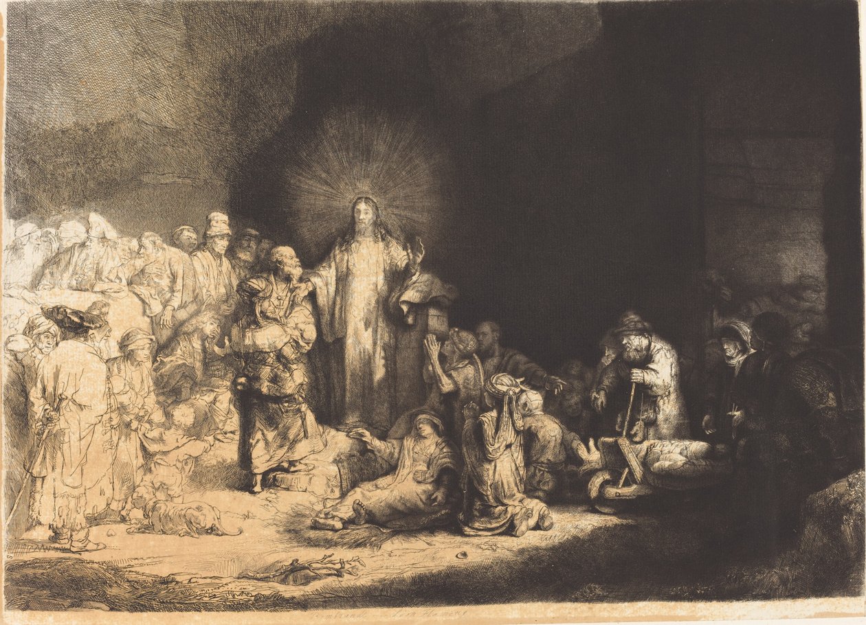 Christus predigt (Die Hundert-Gulden-Blatt) von Leopold Flameng after Rembrandt van Rijn