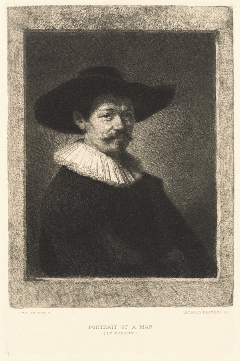 Porträt eines Mannes (Der Vergolder) von Leopold Flameng after Rembrandt van Rijn