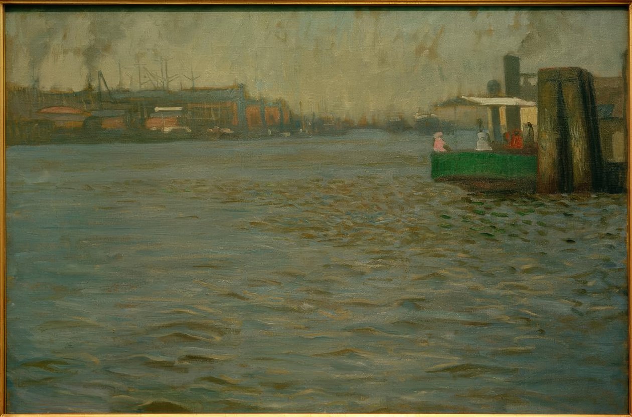 Sonntagsstimmung auf der Elbe. St. Pauli Landungsbrücken von Leopold Karl Walter von Kalckreuth