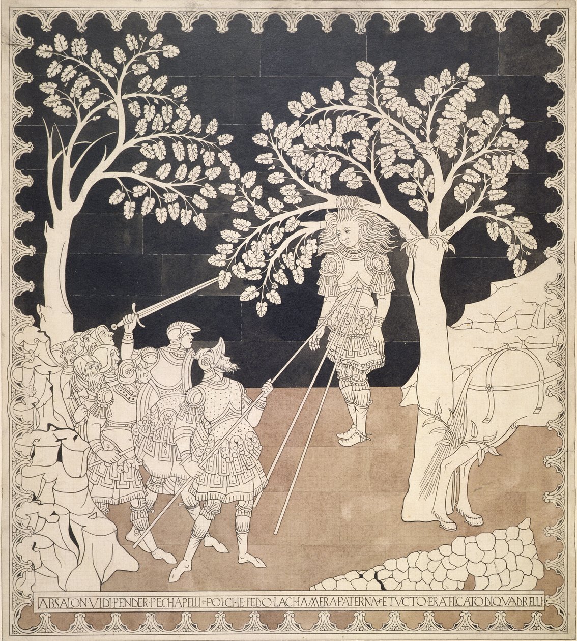 Der Tod von Absalom, Studie des Bodens des Doms von Siena, ca. 1870 von Leopoldo Maccari
