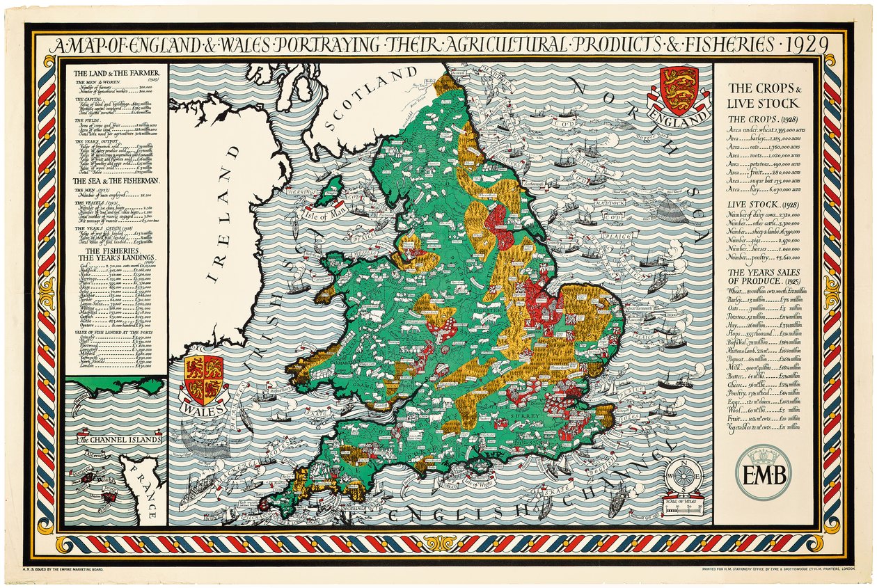 Eine Karte von England und Wales von Leslie MacDonald Gill