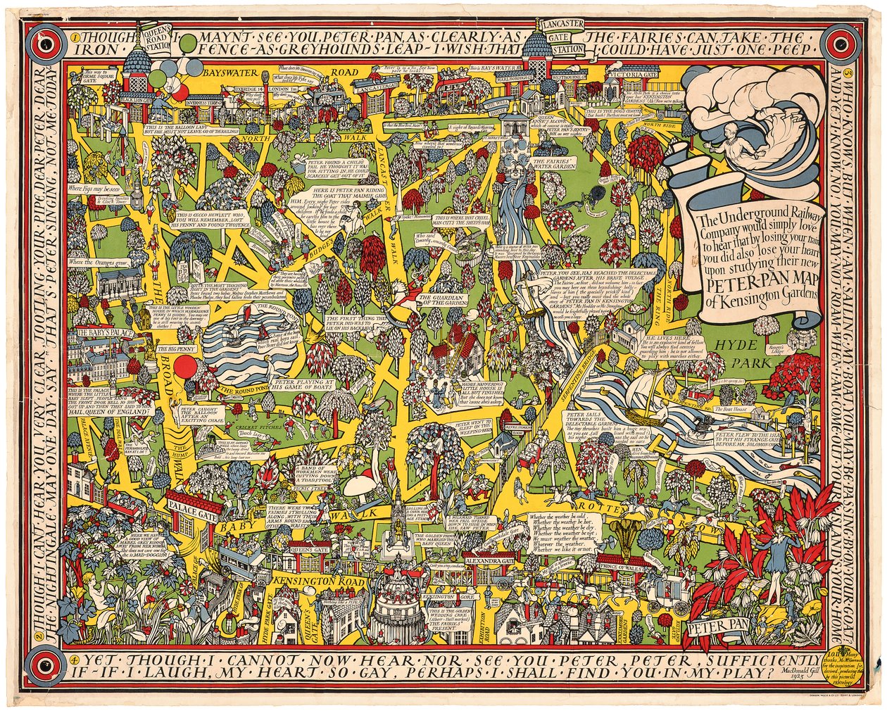 Peter Pan Karte von South Kensington von Leslie MacDonald Gill