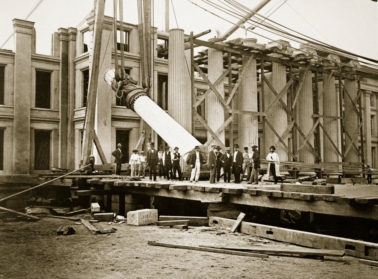 Bau des Südflügels, Finanzministerium, Washington, D.C., 1861 von Lewis Emory Walker