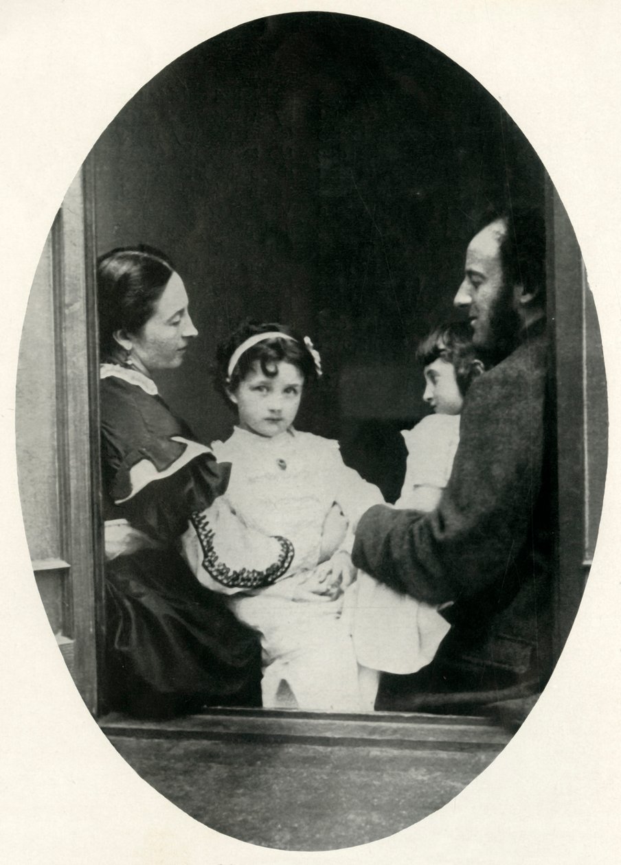 Effie Gray, John Everett Millais und ihre Töchter Effie und Mary, 21. Juli 1865, 1948 von Lewis Carroll