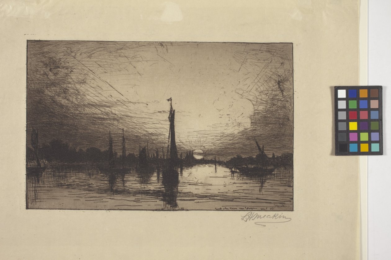Sonnenuntergang am Rhein bei Köln von Lewis Henry Meakin