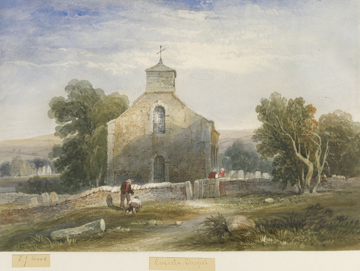 Onecote Kirche: Aquarell, undatiert [um 1830-1840] von Lewis John Wood