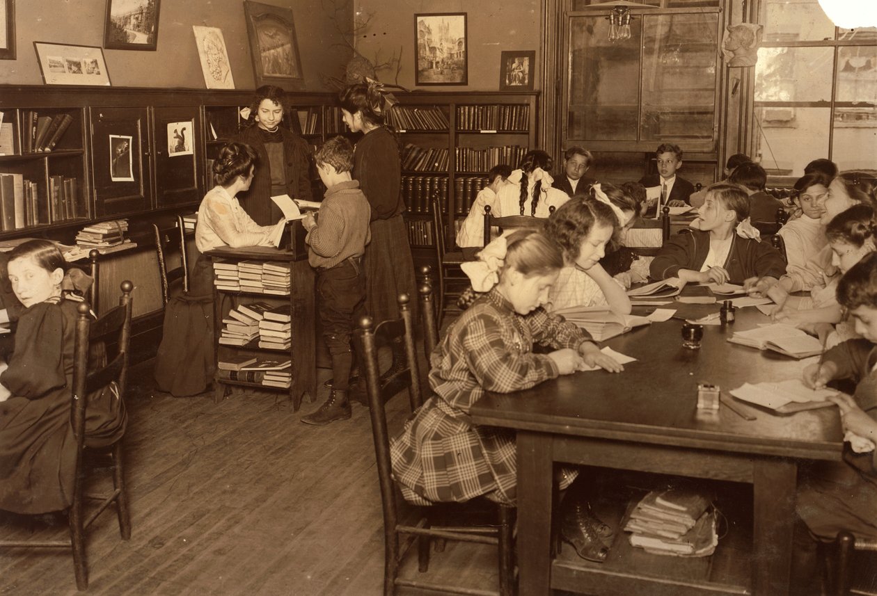 Bibliothek, Henry Street Settlement, New York City von Lewis Wickes Hine