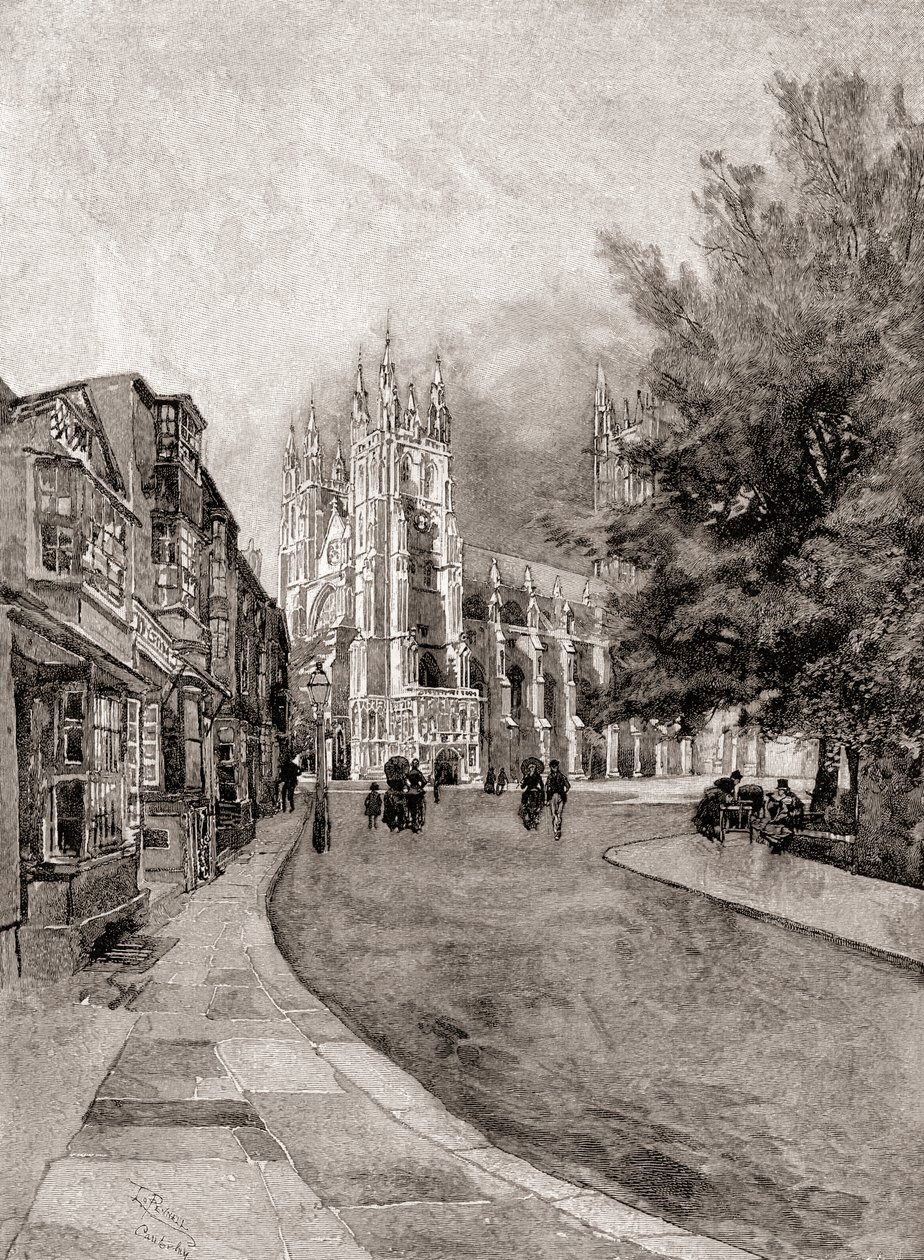 Kathedrale von Canterbury, vom Christchurch Gateway, aus The Century Magazine, veröffentlicht 1887 (Gravur) von Unbekannt Unbekannt