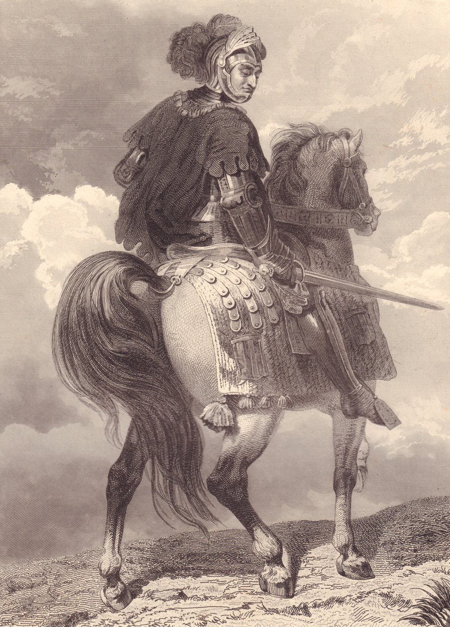 Italienischer Militärführer und Politiker Gian Giacomo Trivulzio (1440-1518), Stich, 22x16 cm, aus Galerie Historique de Versailles, Histoire de France, Charles Gavard Publisher, Paris, um 1840 von Unbekannt Unbekannt