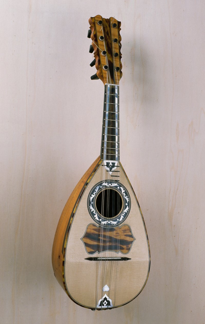 Neapolitanische Mandoline, Musikinstrument gebaut in der Werkstatt des Geigenbauers Pasquale Scala in Praiano, Kampanien, Italien, 20. Jahrhundert von Unbekannt Unbekannt