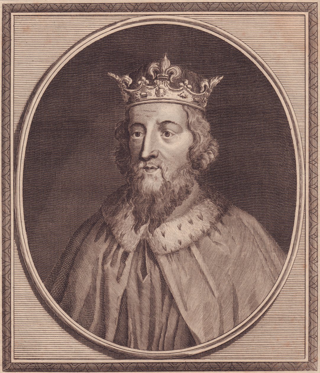 Porträt von Alfred dem Großen (849-889), König von Wessex, Vereinigtes Königreich, Kupferstich von John Goldar (1729-1795) von Unbekannt Unbekannt