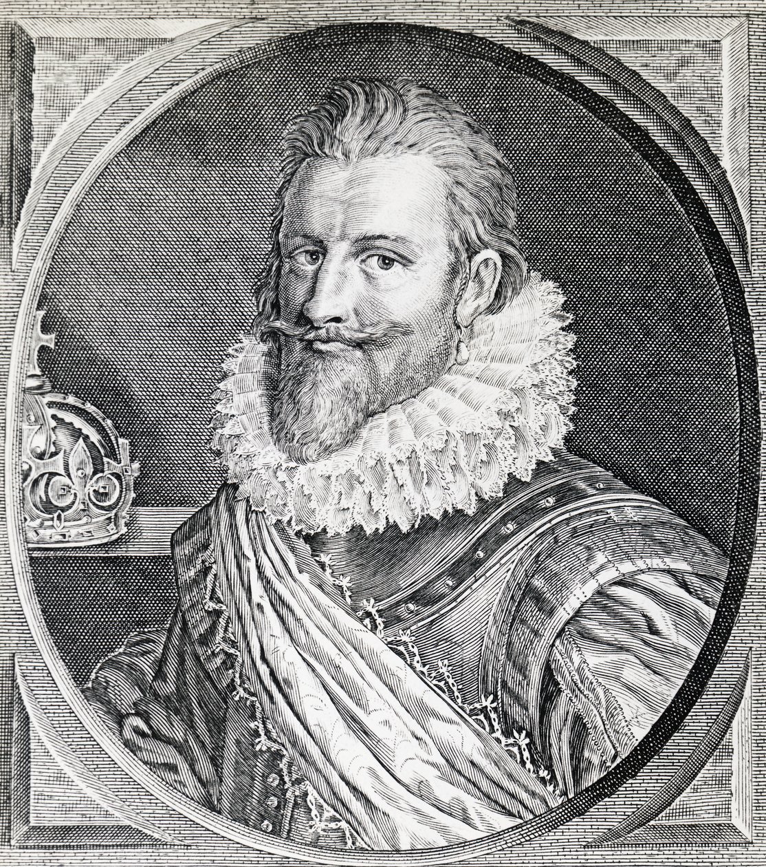 Porträt von Christian IV., König von Dänemark und Norwegen, Gravur von Unbekannt Unbekannt