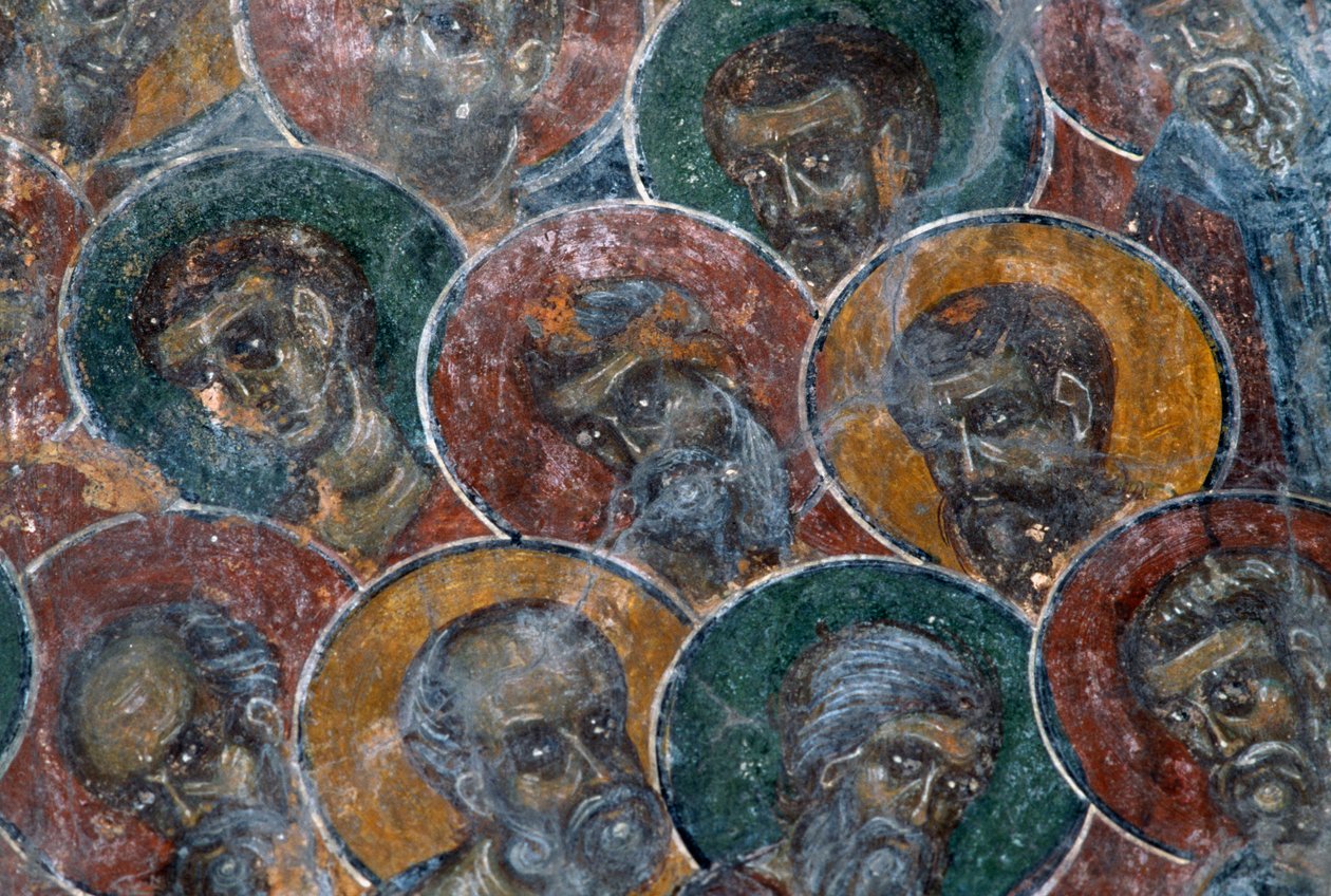 Heilige, Fresko an der Decke der Kirche Agia Paraskevi, Anisaraki, Kreta, Griechenland von Unbekannt Unbekannt
