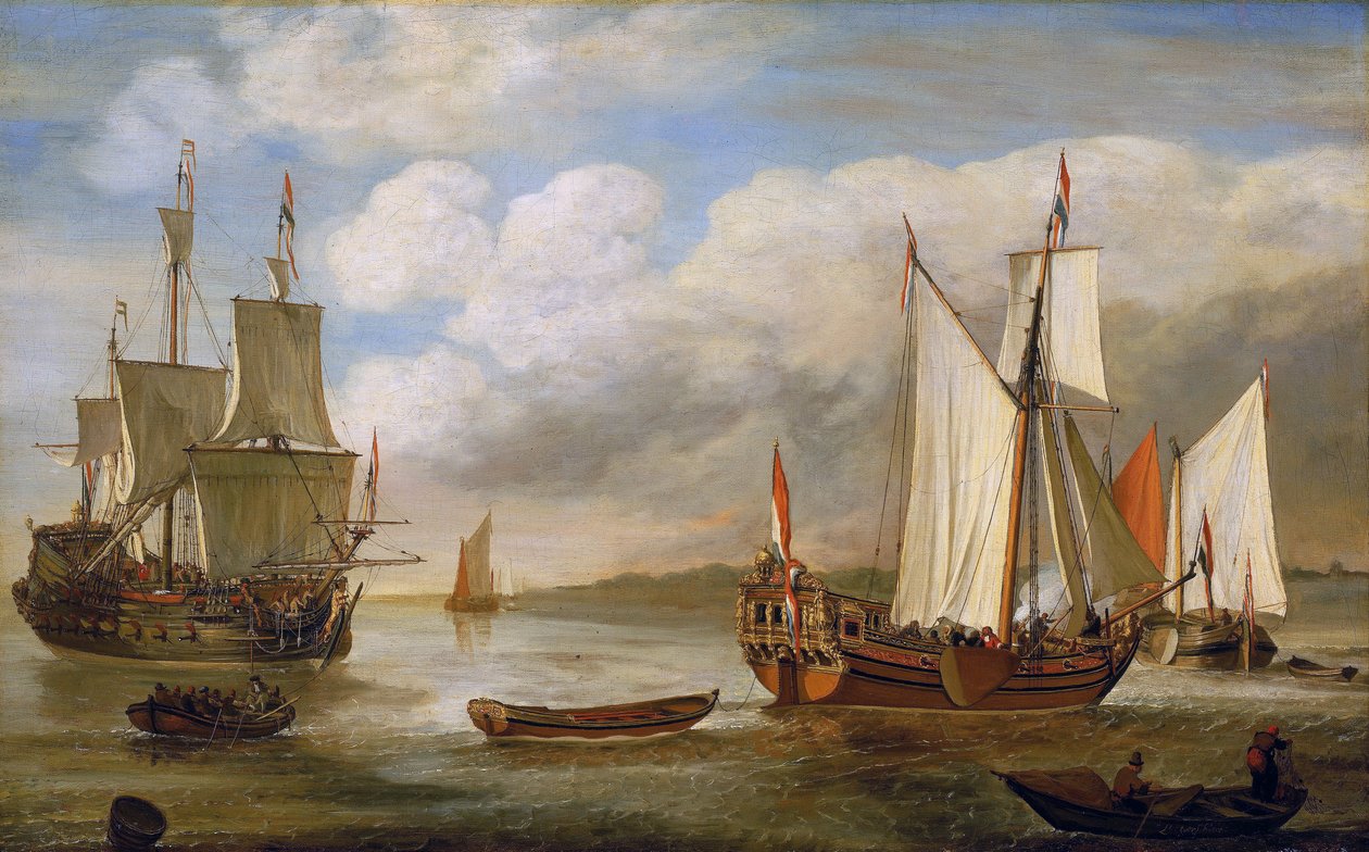 Verschiedene niederländische Boote: Segelboote, Schiffe und Lastkähne von Lieve Verschuier