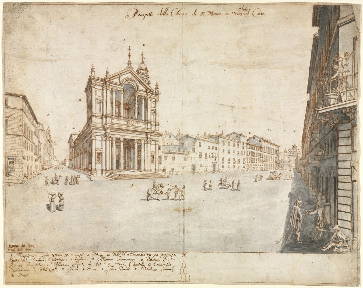 Achtzehn Ansichten von Rom: Santa Maria in Via Lata von Lievin Cruyl