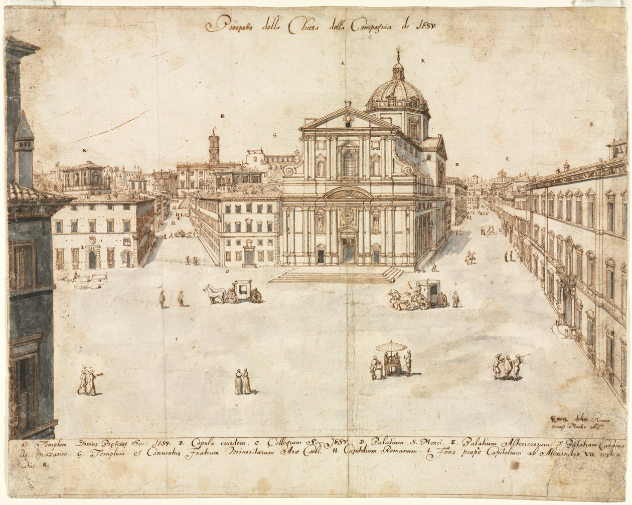 Achtzehn Ansichten von Rom: Die Kirche des Gesù von Lievin Cruyl