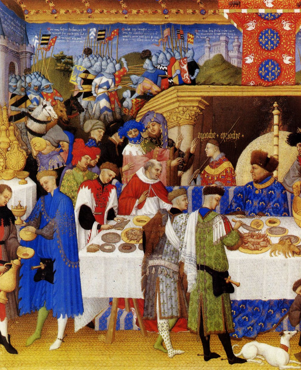 Très Riches Heures des Herzogs von Berry Folio 1, verso: Januar von Limbourg Brothers