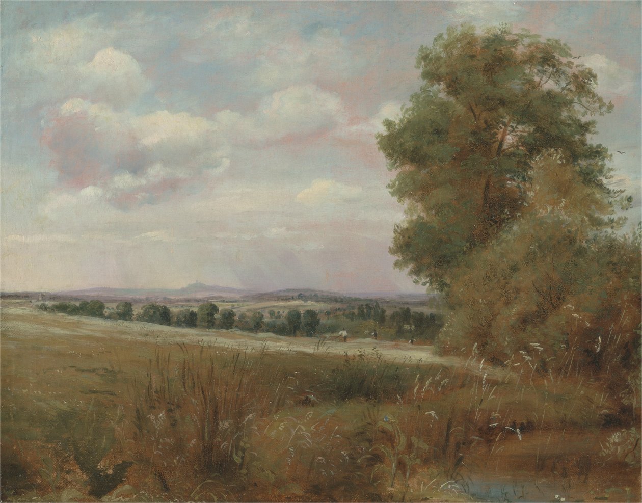 Landschaft bei Hampstead mit Harrow in der Ferne, um 1849-55 von Lionel Constable