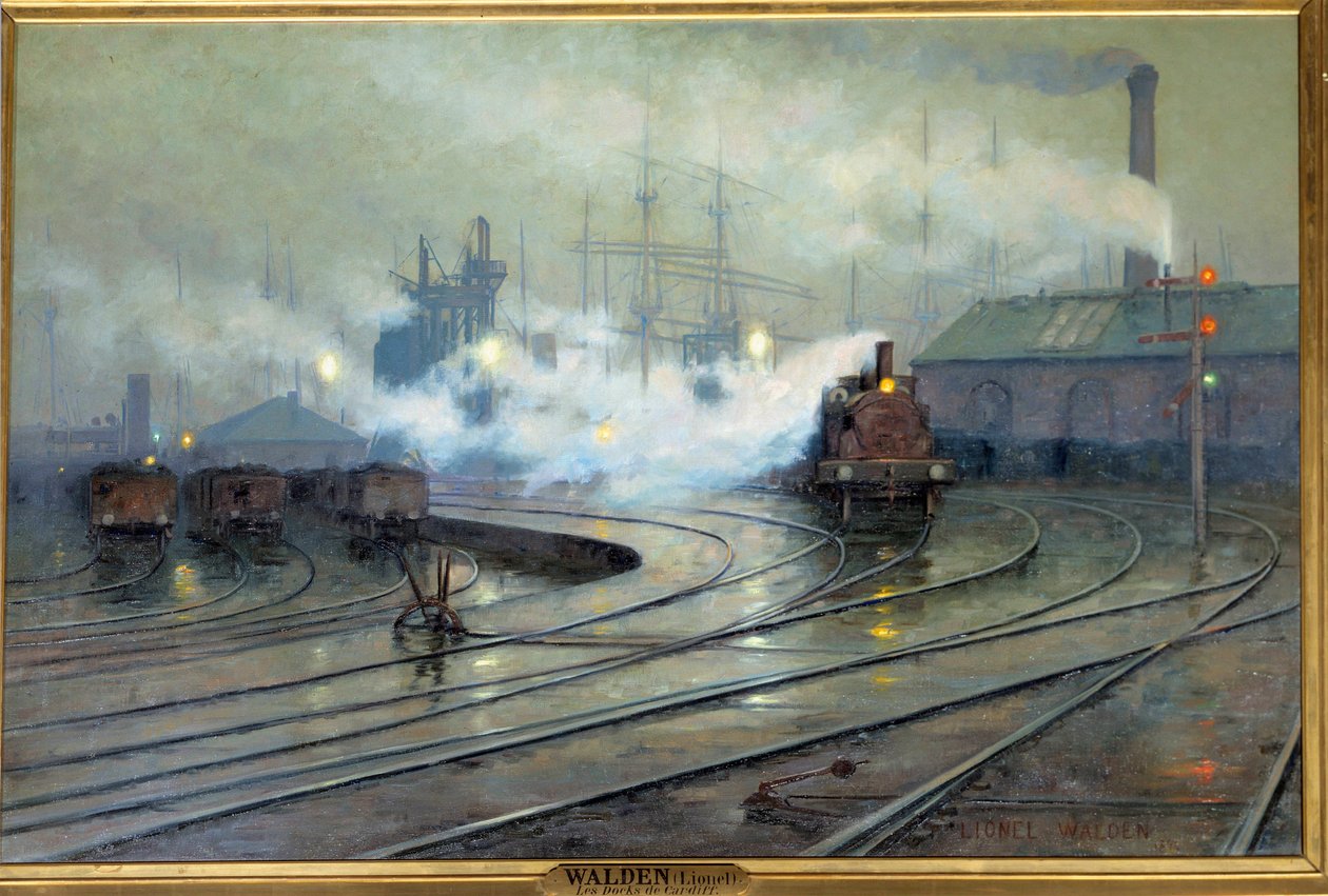 Ansicht der Cardiff Docks. Gemälde von Lionel Walden (1861-1933) 1894. Paris, Musée d