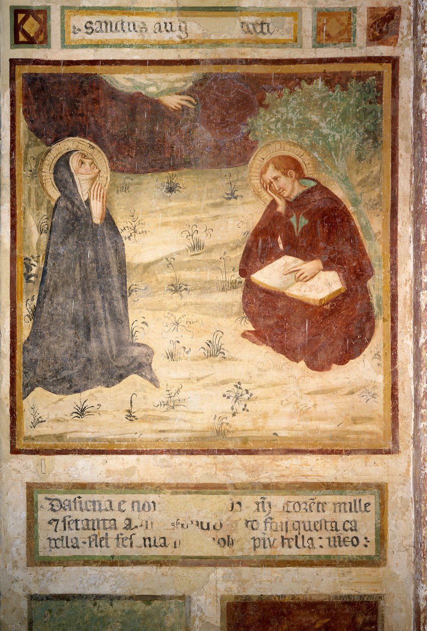 Heiliger Augustinus von Hippo (354-430) und Heilige Monika, Eremo di San Leonardo al Lago, Monteriggioni von Lippo Vanni