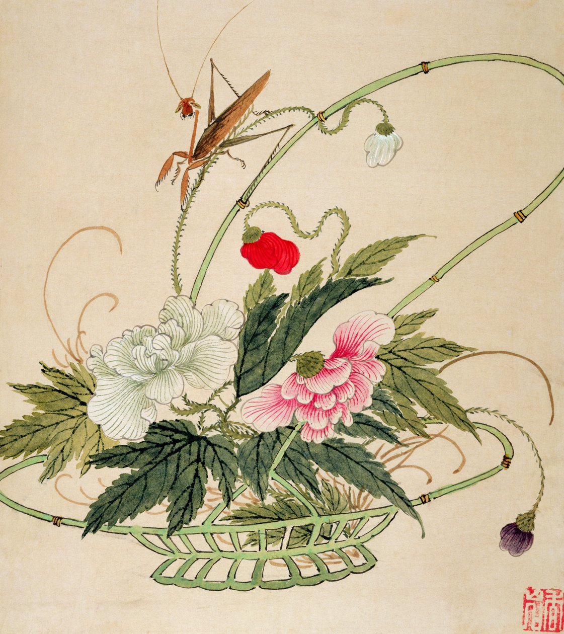 Eines aus einer Serie von Blumen- und Insektenbildern, spätes 19. Jahrhundert von Liu Hua