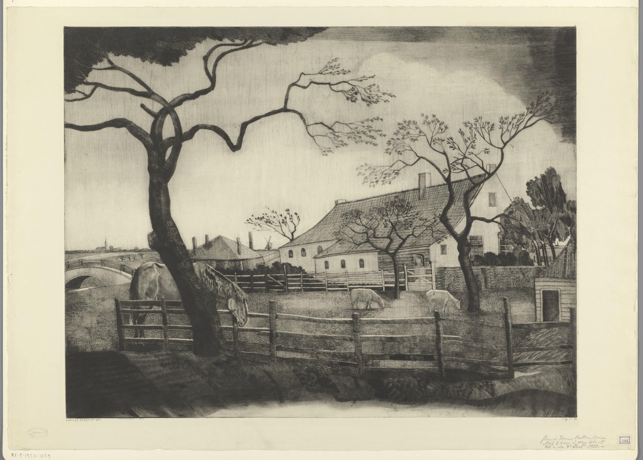 Bauernhof mit Vieh in Holland von Lodewijk Schelfhout (signed by artist)