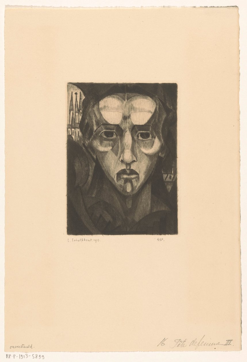 Kopf einer Frau von Lodewijk Schelfhout (signed by artist)