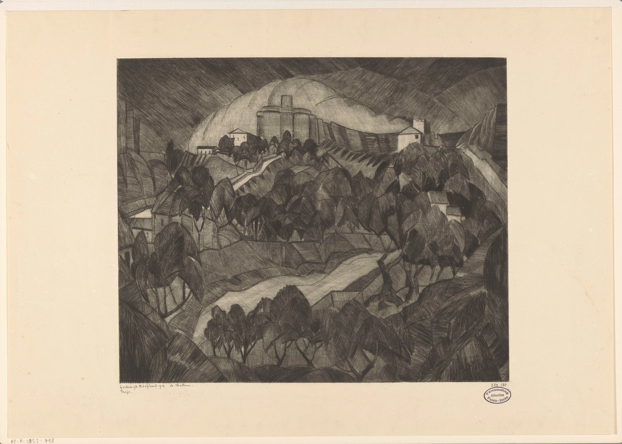 Schloss auf einem Hügel von Lodewijk Schelfhout (signed by artist)