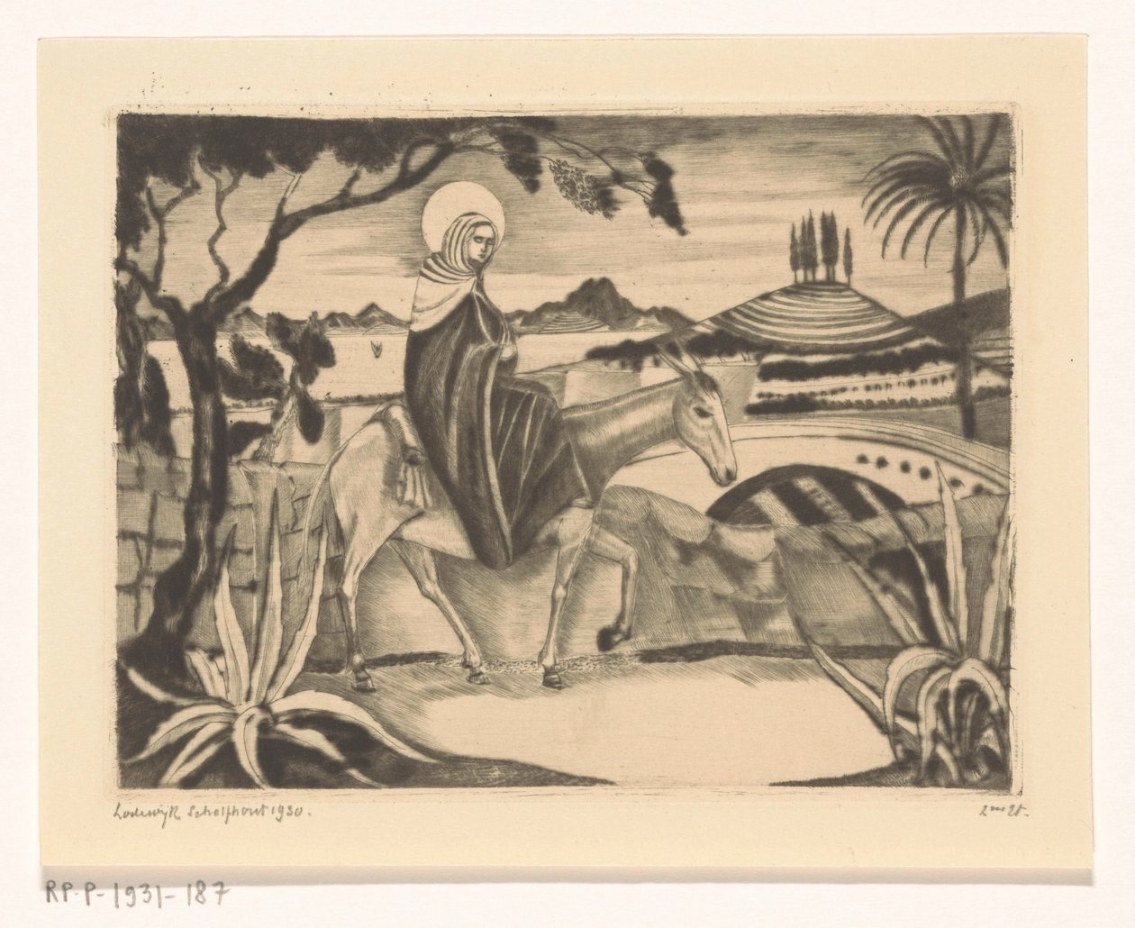 Flucht nach Ägypten von Lodewijk Schelfhout (signed by artist)