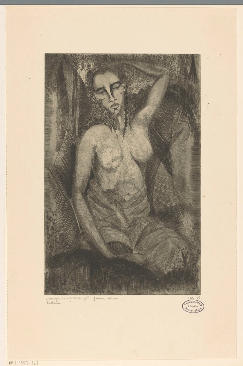 Sitzende Frau von Lodewijk Schelfhout (signed by artist)