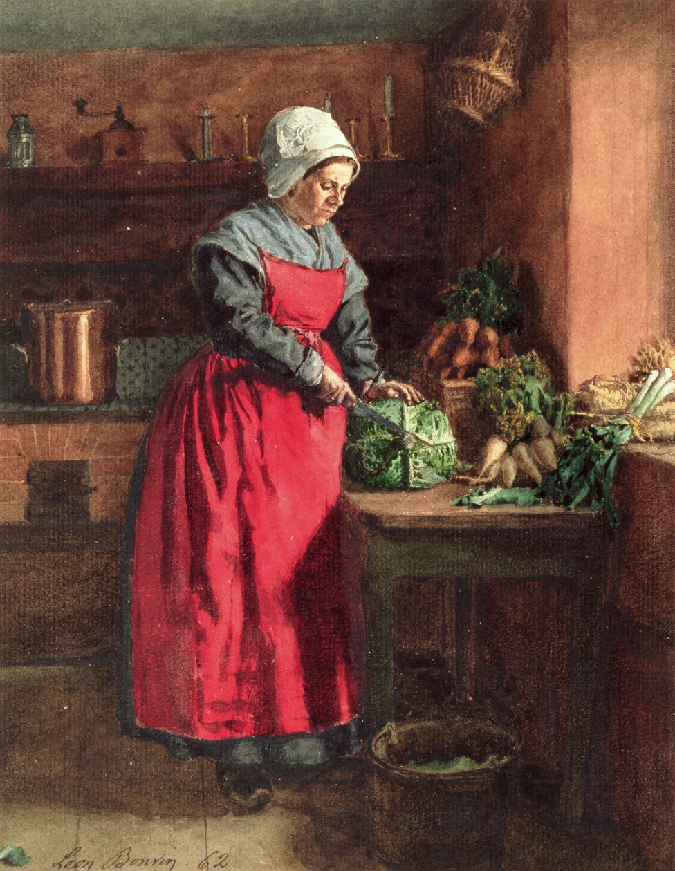 Koch mit roter Schürze, 1862 von Léon Bonvin