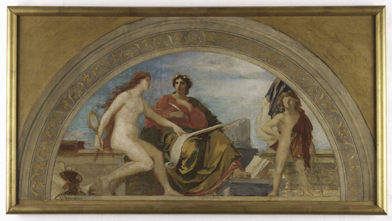 Skizze für den Salon des Lettres im Pariser Rathaus: Die Geschichte sammelt die Lehren der Vergangenheit, ca. 1890 von Léon Pierre Urbain Bourgeois