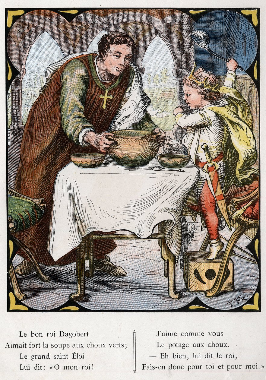 Illustration von Lorenz Frolich (1820-1908) für das Volkslied „Der gute König Dagobert“. Ausgabe J. Hetzel. Um 1880. von Lorens Frolich
