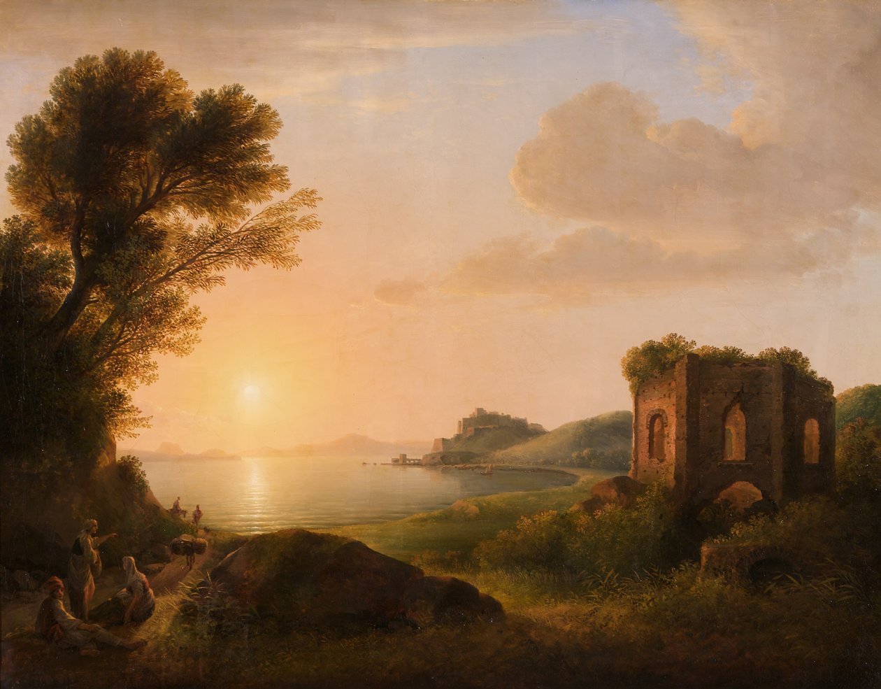 Der Meerbusen von Baiae bei Sonnenuntergang von Lorenz Adolf Schönberger
