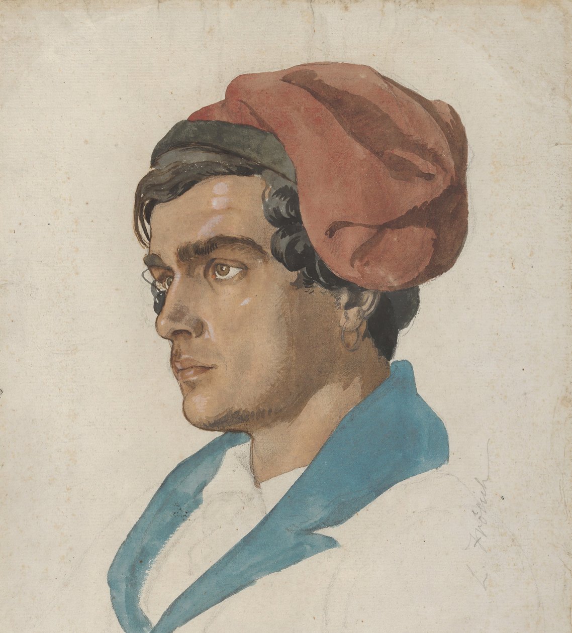 Kopfstudie eines Fischers aus Capri von Lorenz Frølich
