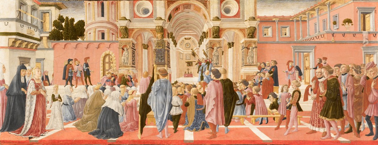 Der heilige Bernhardin predigt von Lorenzo di Pietro Vecchietta