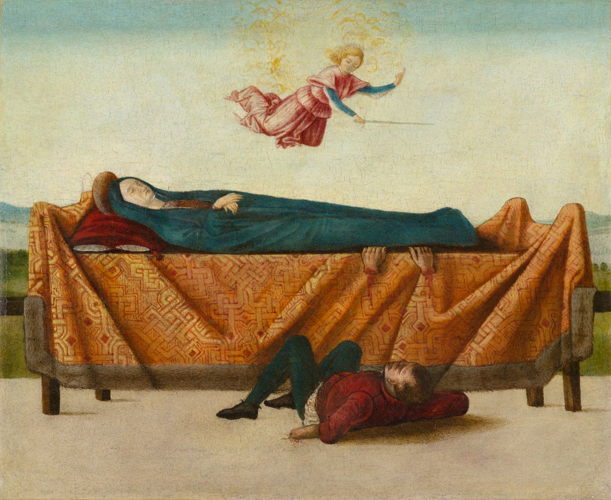 Das Wunder des Katafalks (Panel B), ca. 1500-1506 von Lorenzo Costa