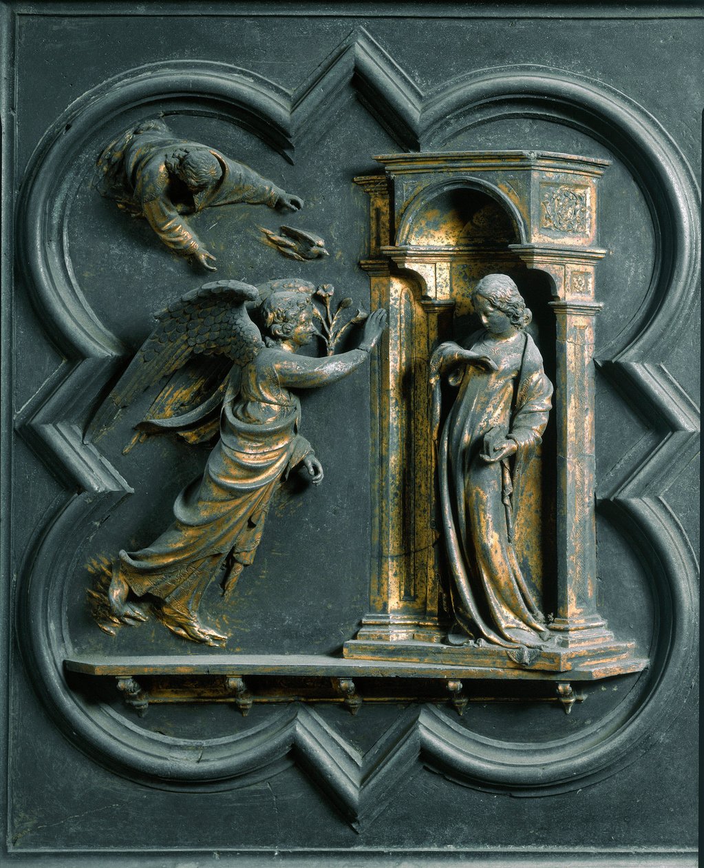 Nordtor (genannt das Kreuztor, im Norden), äußeres Detail: Die Verkündigung von Lorenzo Ghiberti