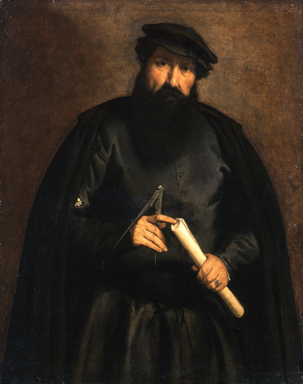 Bildnis eines Mannes mit Zirkel und Papierrolle von Lorenzo Lotto
