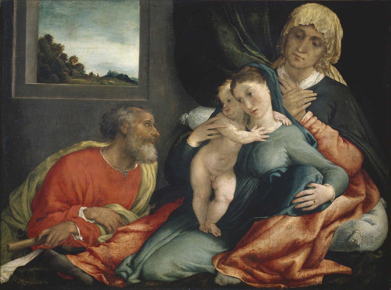 Heilige Familie mit den Heiligen Anna und Joachim, 1535? von Lorenzo Lotto