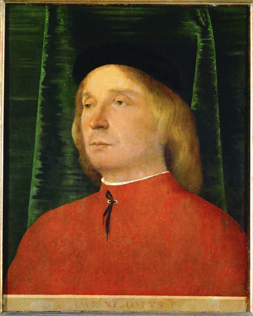Junger Mann in roter Jacke von Lorenzo Lotto