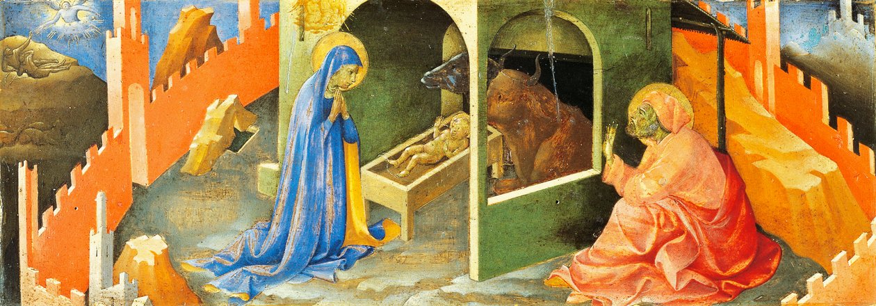 Geburt Jesu, Abschnitt der Predella, von Lorenzo Monaco von Lorenzo Monaco