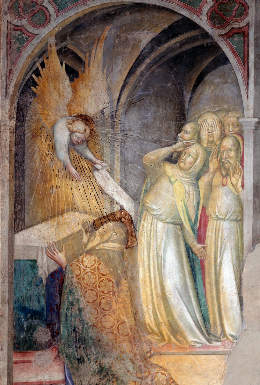 Erzengel Gabriel kündigt Zacharias die Geburt von Johannes dem Täufer an (Detail) von Lorenzo Salimbeni