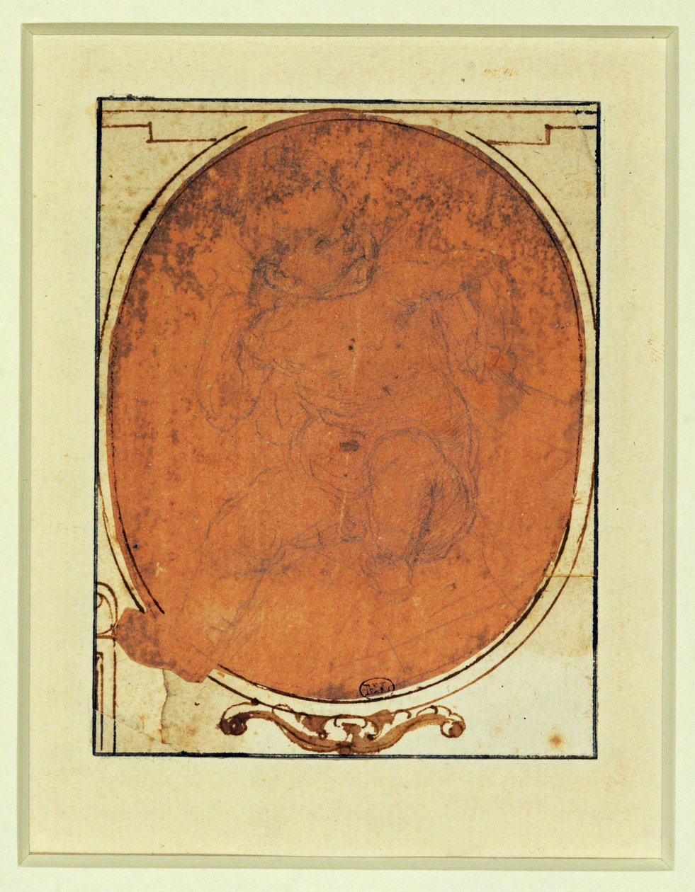 Madonna. Silberstift auf rosa Papier von Lorenzo di Credi