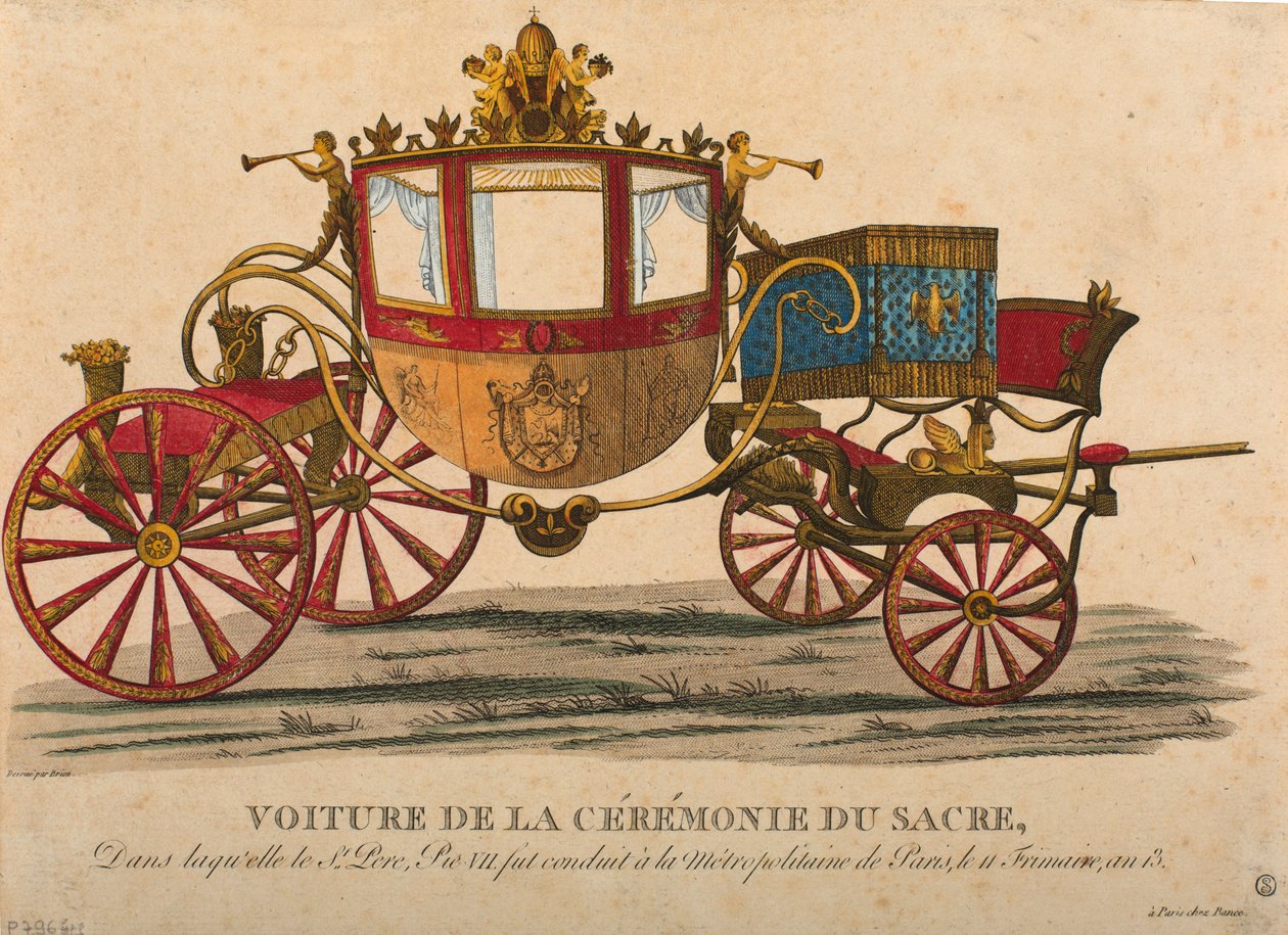 Kutsche für die Krönung von Kaiser Napoleon I., die am 11. Frimaire, Jahr XIII stattfand von Louis Brion de la Tour fils
