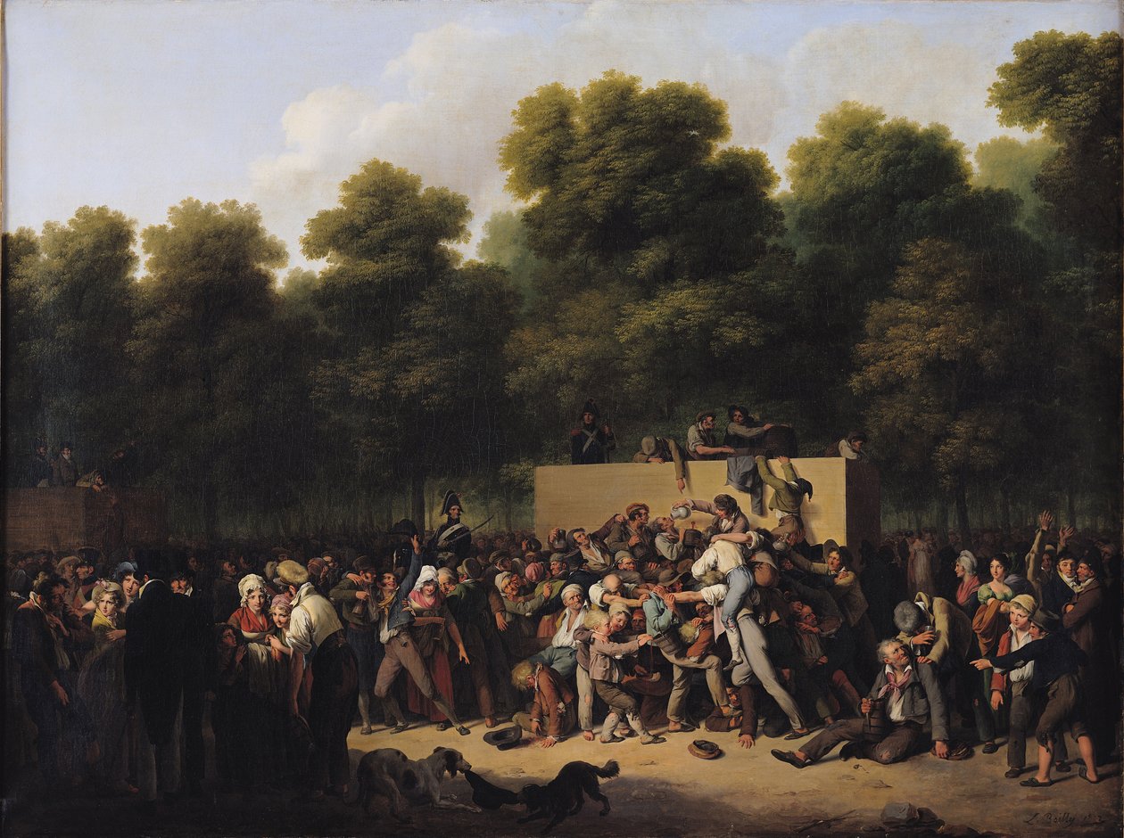 Die Verteilung von Essen und Wein auf den Champs-Elysees, 1822 von Louis Leopold Boilly
