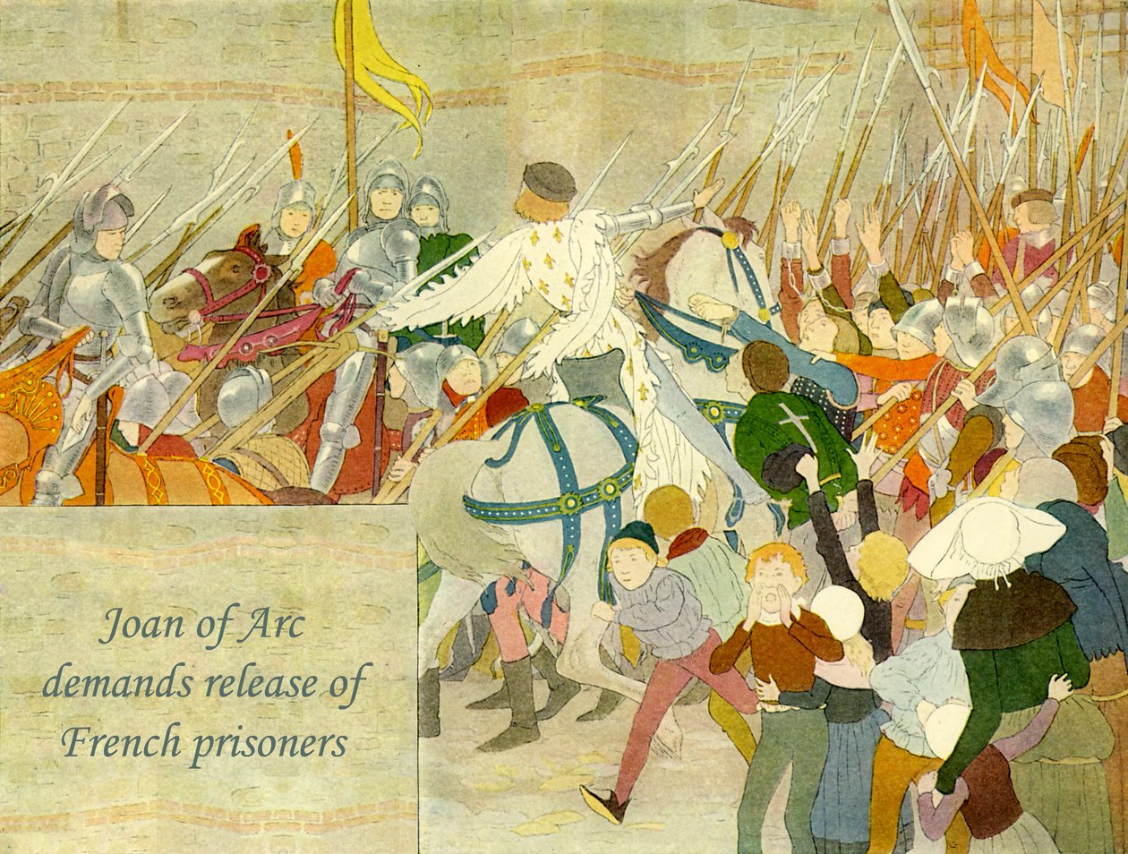 Johanna von Orléans fordert die Freilassung französischer Gefangener von Louis Maurice Boutet de Monvel